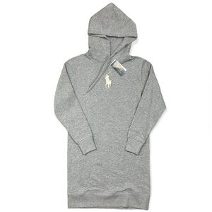 Polo‎ Ralph Lauren Big Pony Fleece Hoodie Sweatshirt Dress Grey Size XS NWT $168